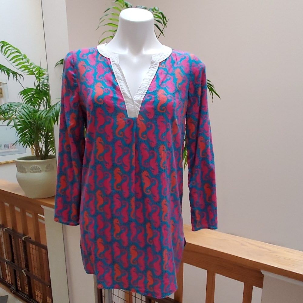 LILLY PULITZER Seahorse Print Tunic Top Coverup S